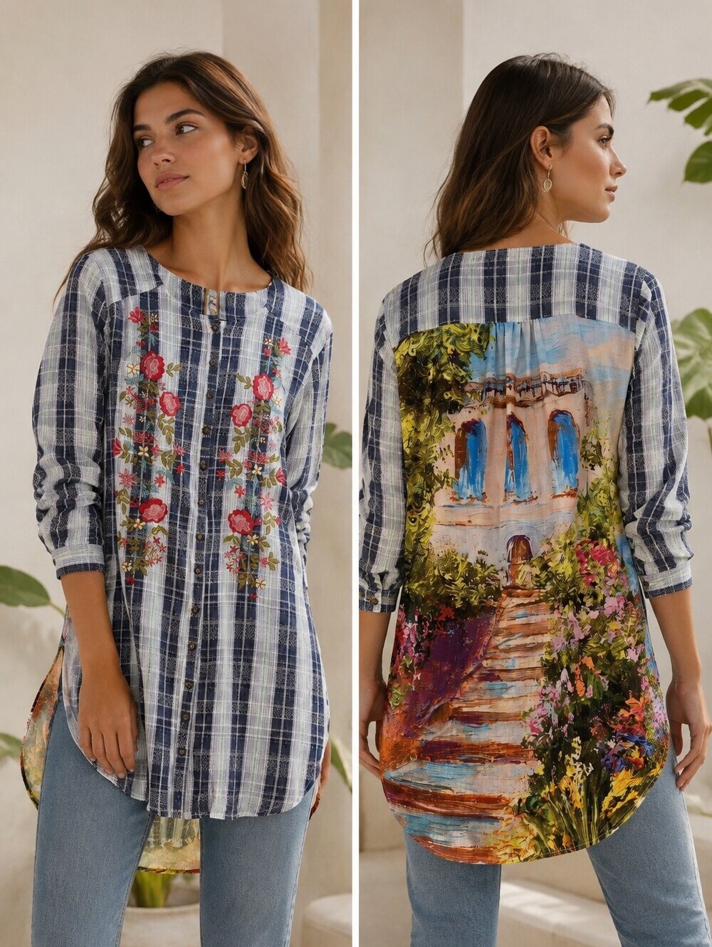 Aratta NWTs Silent Journey Embroidered Floral Tunic